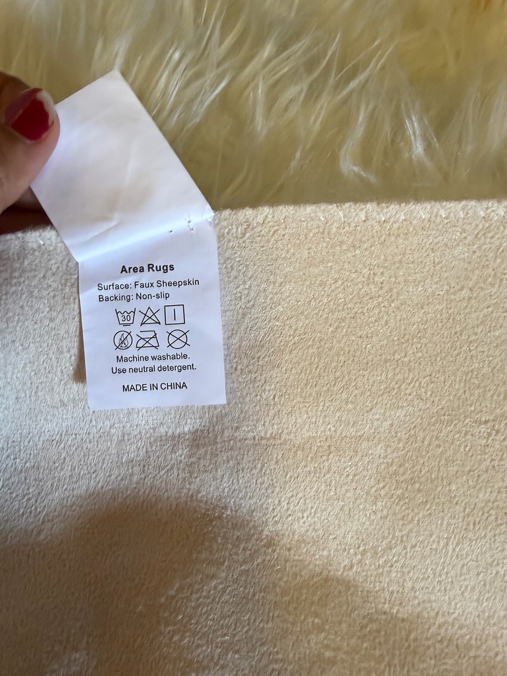 Faux Sheepskin Area Rug - Cream - Picture 5 of 6
